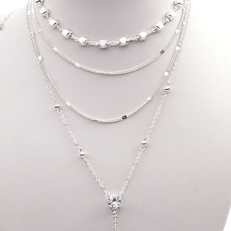 Alloy Geometric Y-Necklace with Rhinestone Accents
