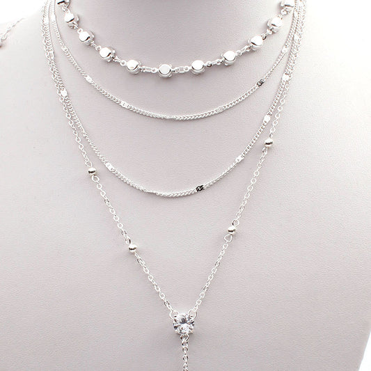 Collar en Y geométrico de aleación con detalles de pedrería