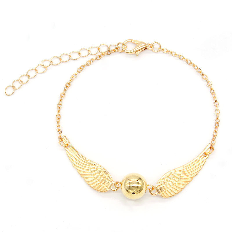 Vintage Harry Potter Deathly Hallows Plated Gold Snitch Wings Bracelet