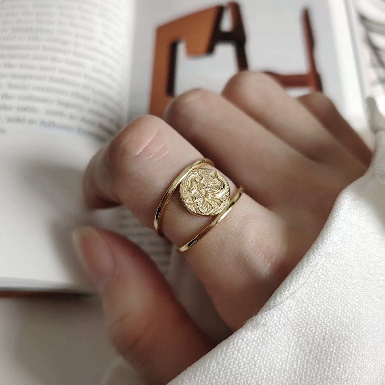 Minimalist 925 Sterling Silver Gold Plated Geometric Mermaid Ring
