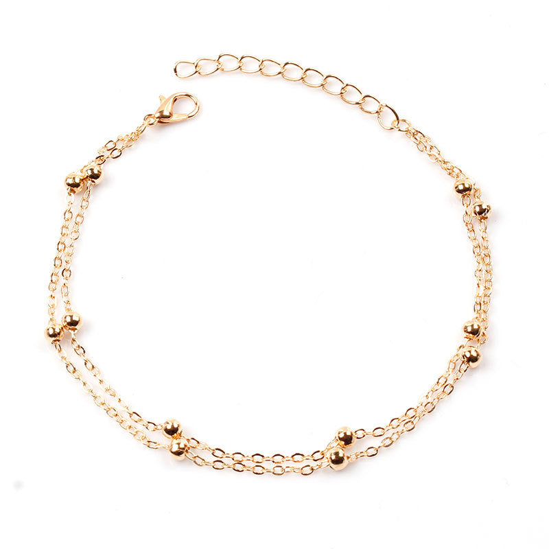 Women's Alloy Beaded Anklet Minimalist Western Style Summer Beach Anklet for Women