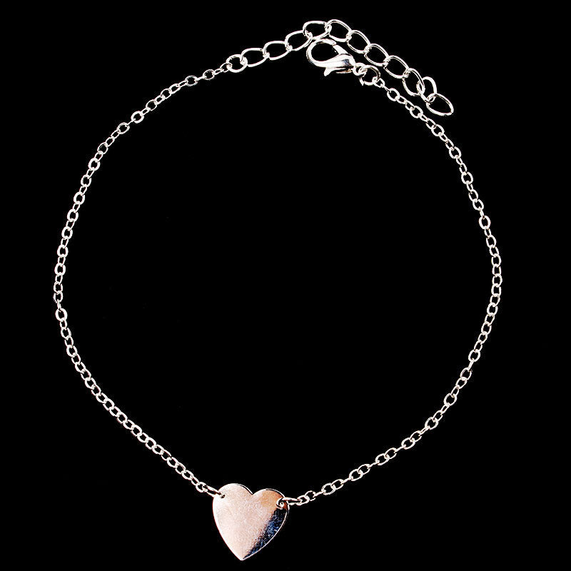 Women's Heart-Shaped Anklet Alloy Foot Chain with Synthetic Gemstone Inlay for Wedding Travel Gift