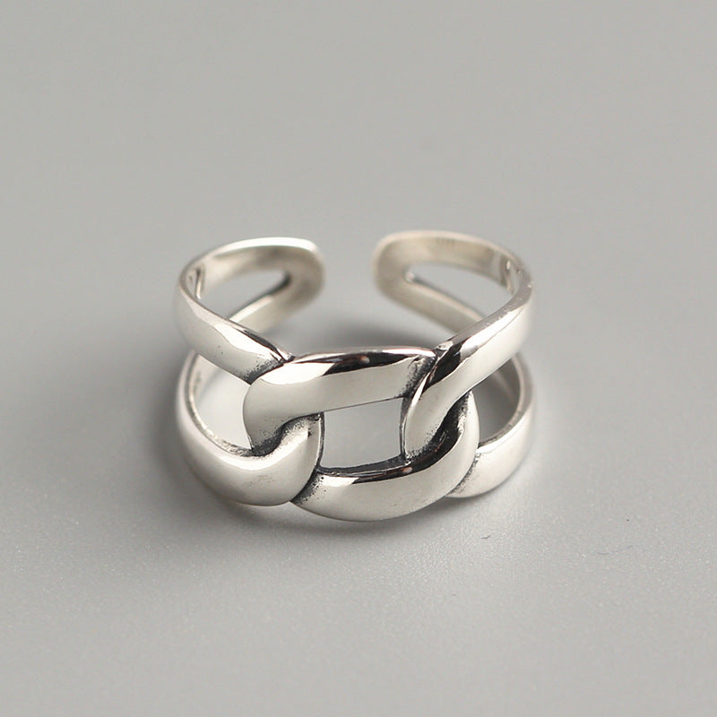 Anello Minimalista in Argento Sterling 925, Geometrico Quadrato Lucidato da Donna