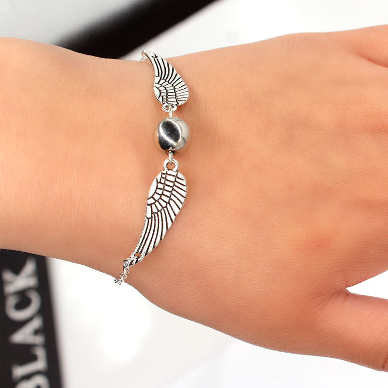 Vintage Harry Potter Deathly Hallows Plated Gold Snitch Wings Bracelet