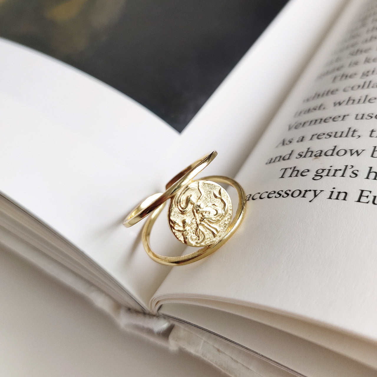 Minimalist 925 Sterling Silver Gold Plated Geometric Mermaid Ring