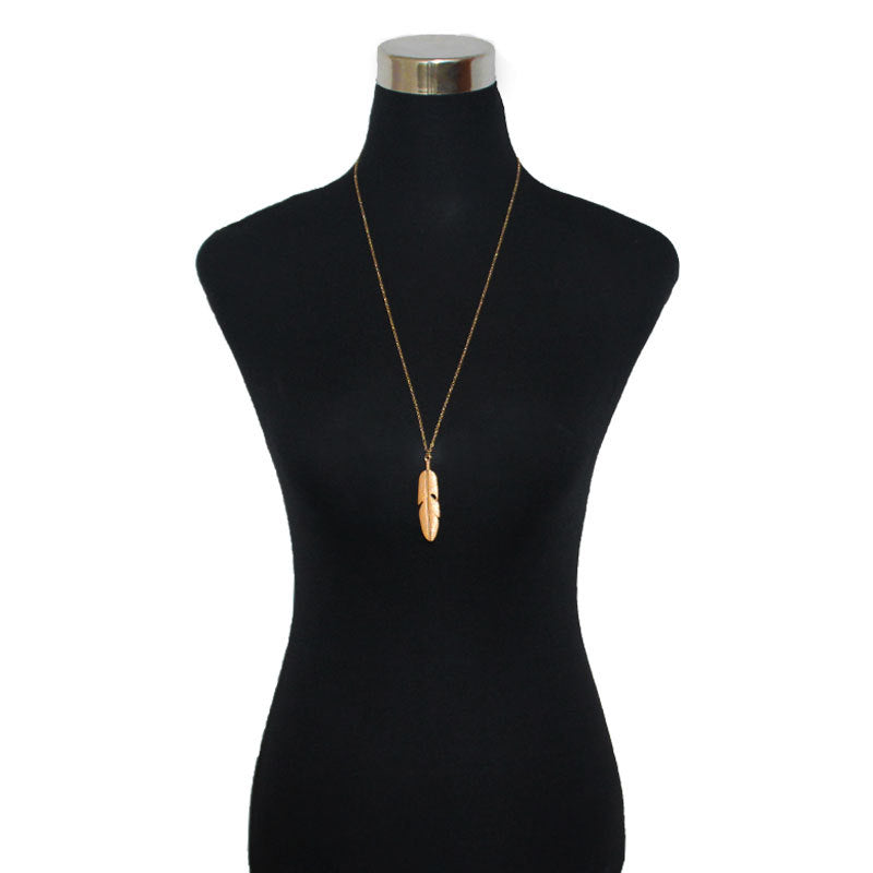 Bohemian Vintage Leaf Pendant Necklace with Cross Chain