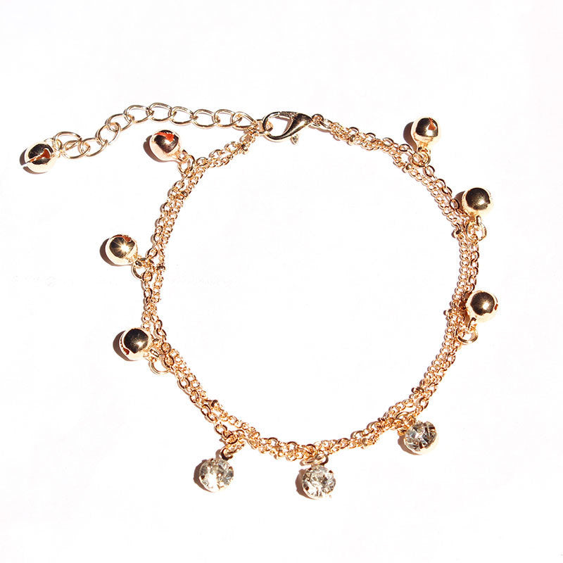 Tassel Bell Anklet Rhinestone Alloy Women's Minimalist Bohemian Anklet
