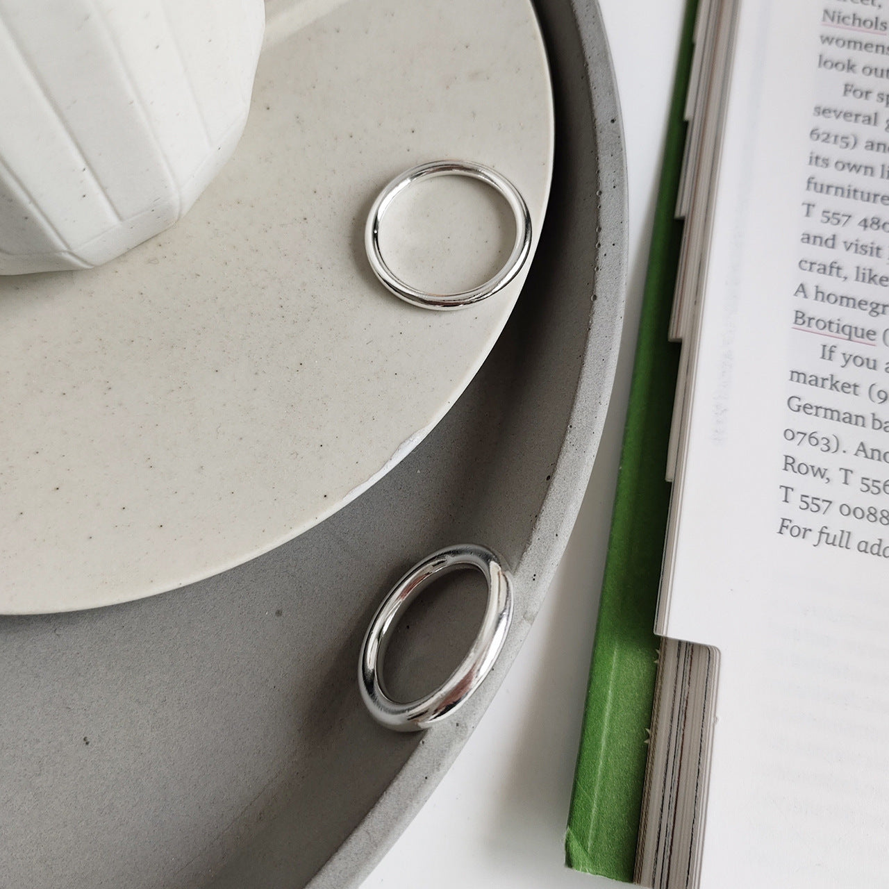 Minimalist 925 Sterling Silver Polished Geometric Round Line Ring