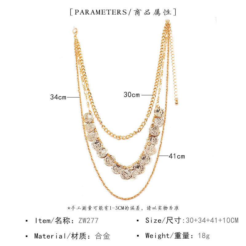 Bohemian Alloy Geometric Pendant Necklace Snake Chain