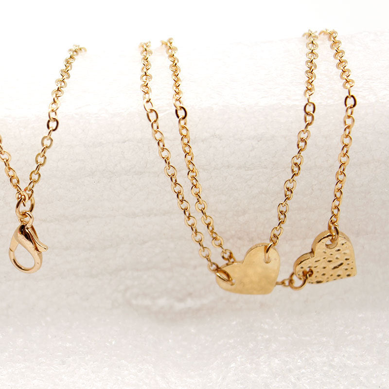 Double Layer Heart Pendant Necklace Alloy Cross Chain Plated Women's Necklace