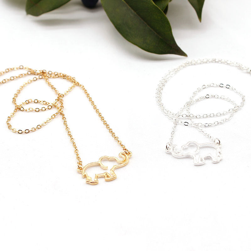 Long-Nose Elephant Necklace Alloy Cross Chain Women's Pendant Jewelry
