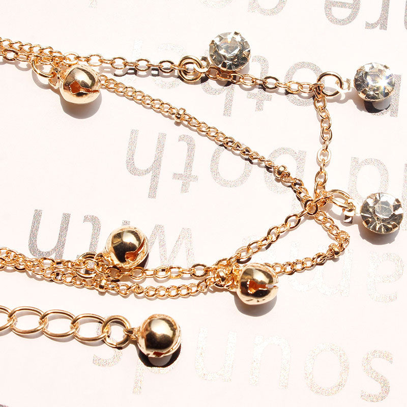 Tassel Bell Anklet Rhinestone Alloy Women's Minimalist Bohemian Anklet