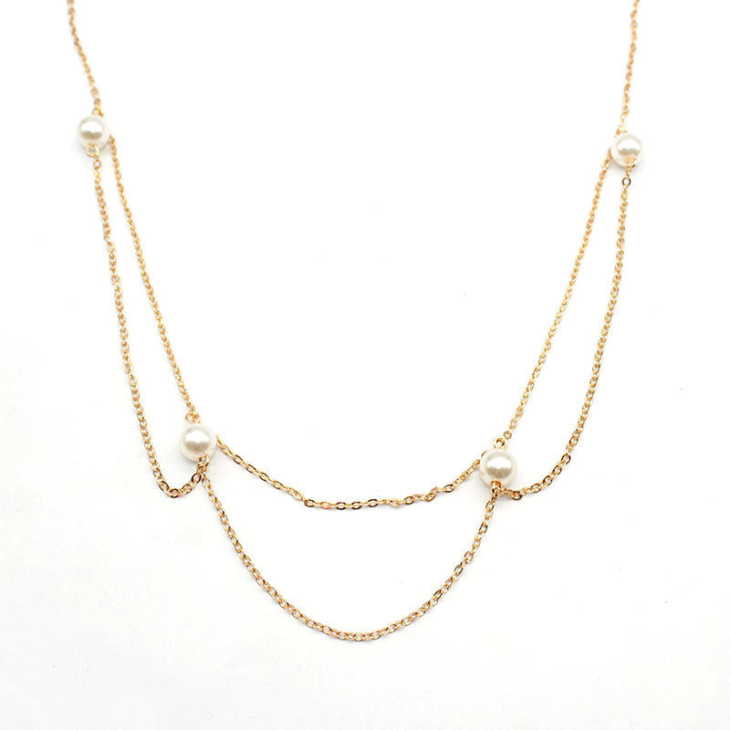 Women's Minimalist Bohemian Pearl Multi-Layer Waist Chain Metal Belt Accessory