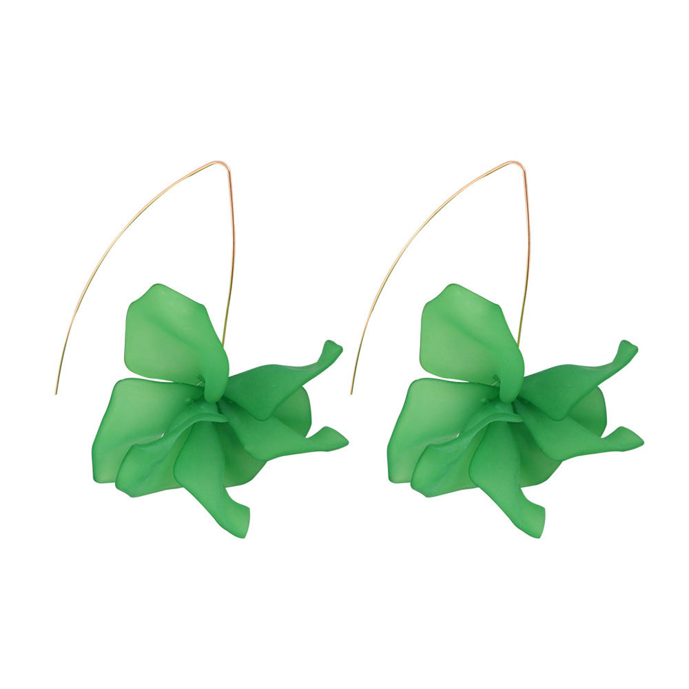 Pendientes colgantes de aleación con resina floral, dulces y atrevidos