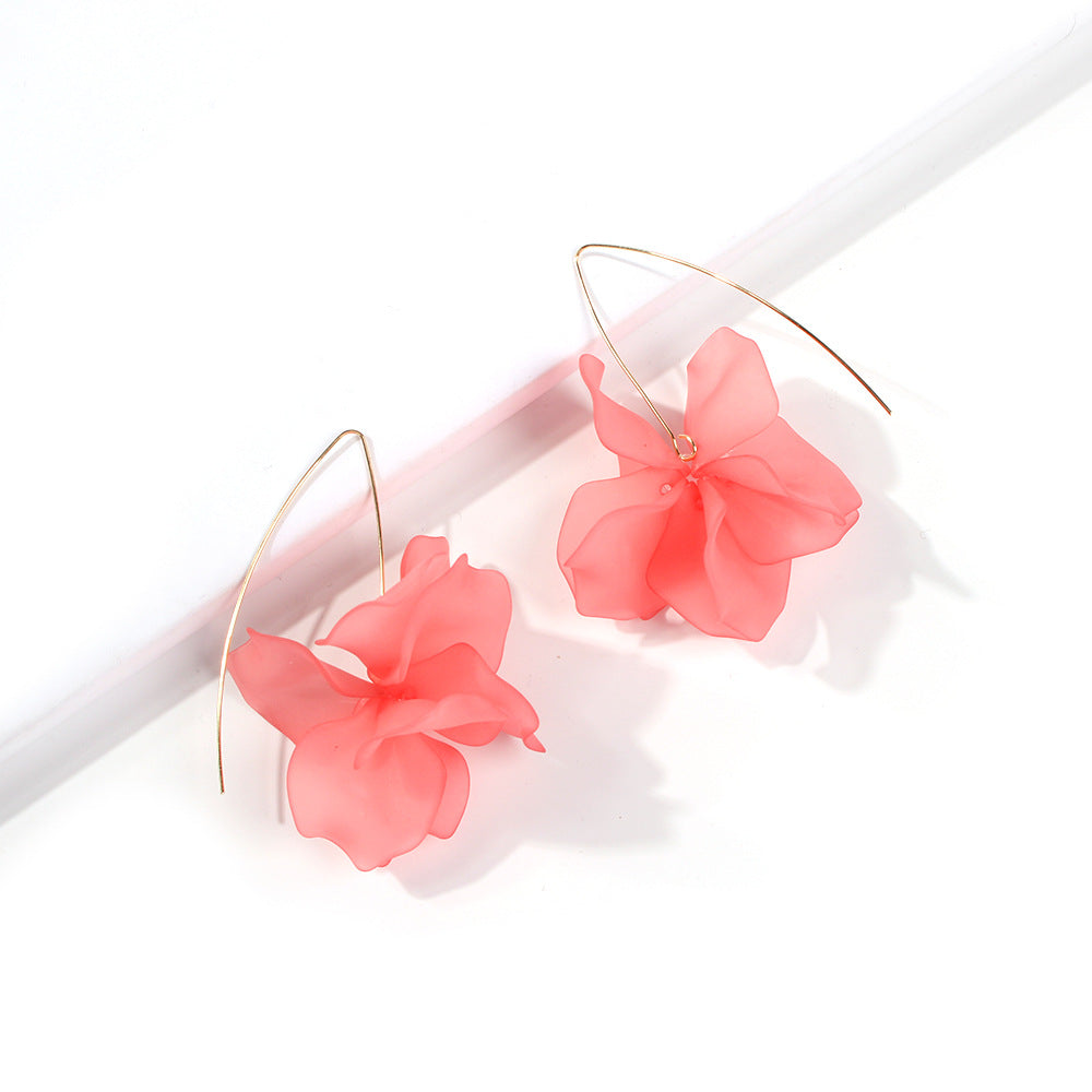 Pendientes colgantes de aleación con resina floral, dulces y atrevidos