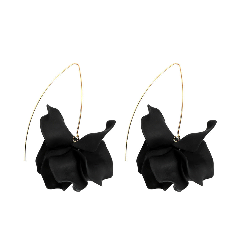 Pendientes colgantes de aleación con resina floral, dulces y atrevidos