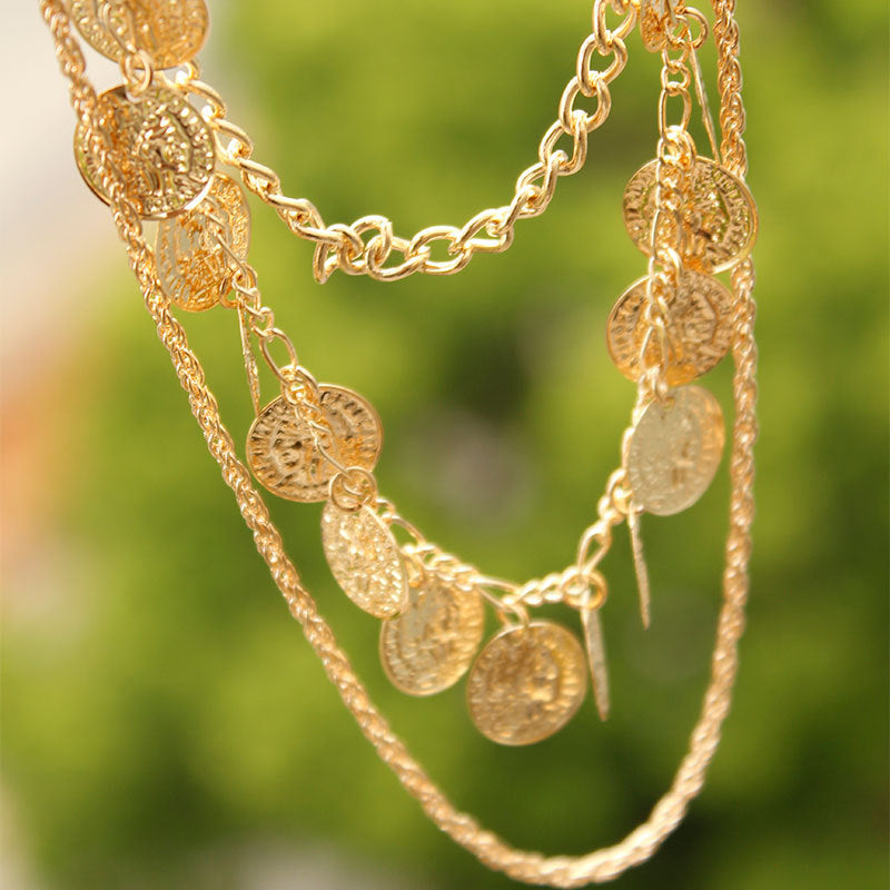 Bohemian Alloy Geometric Pendant Necklace Snake Chain