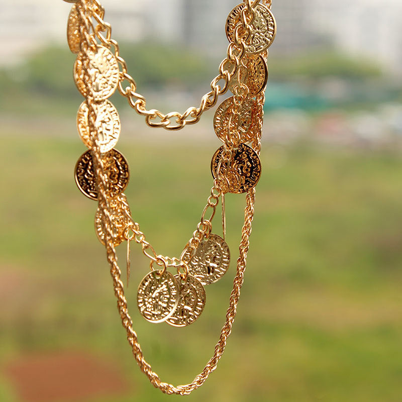 Bohemian Alloy Geometric Pendant Necklace Snake Chain
