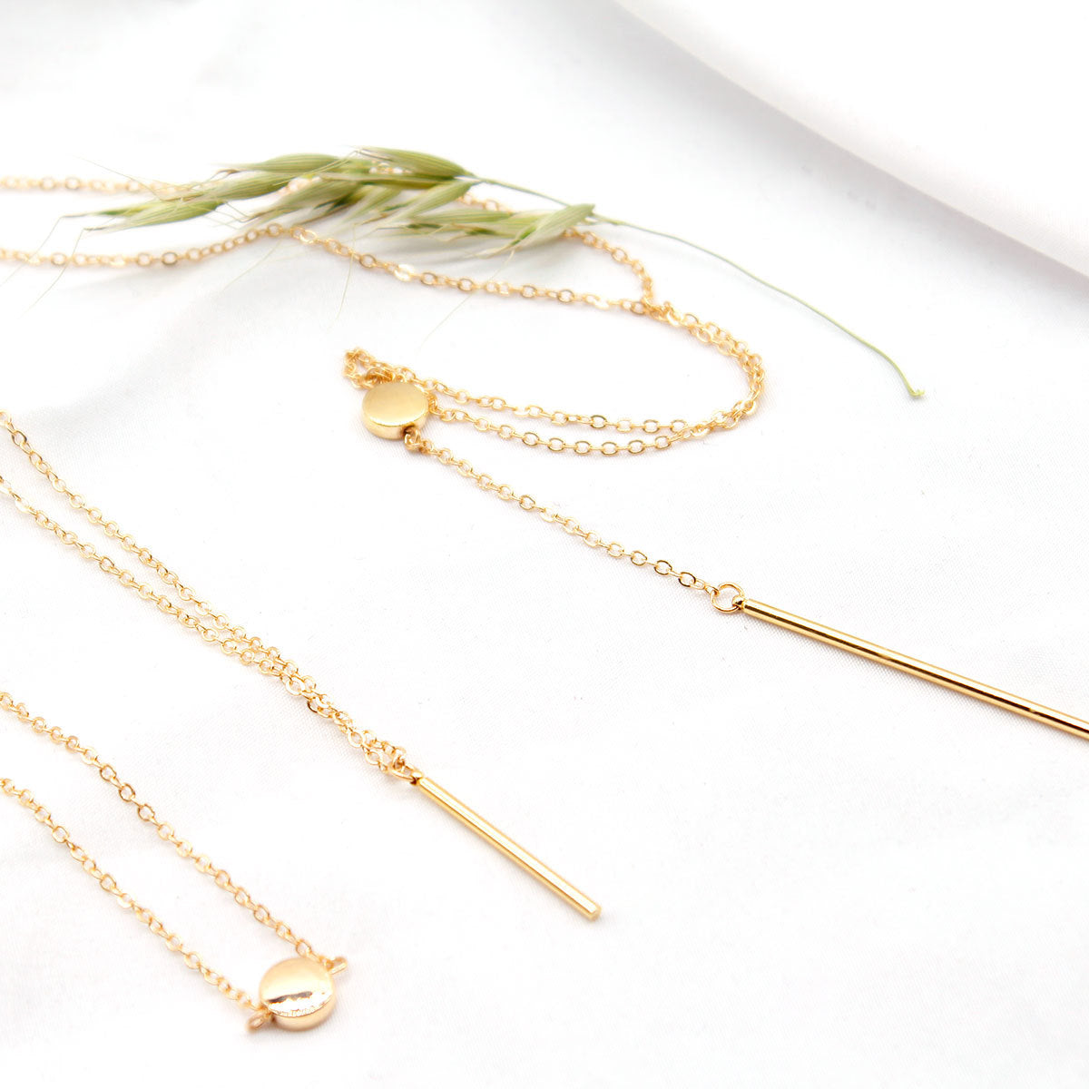 Polka Dot Teardrop Pendant Necklace for Women with Snake Bone Chain Multi-Layer Short Necklace Fashion Jewelry