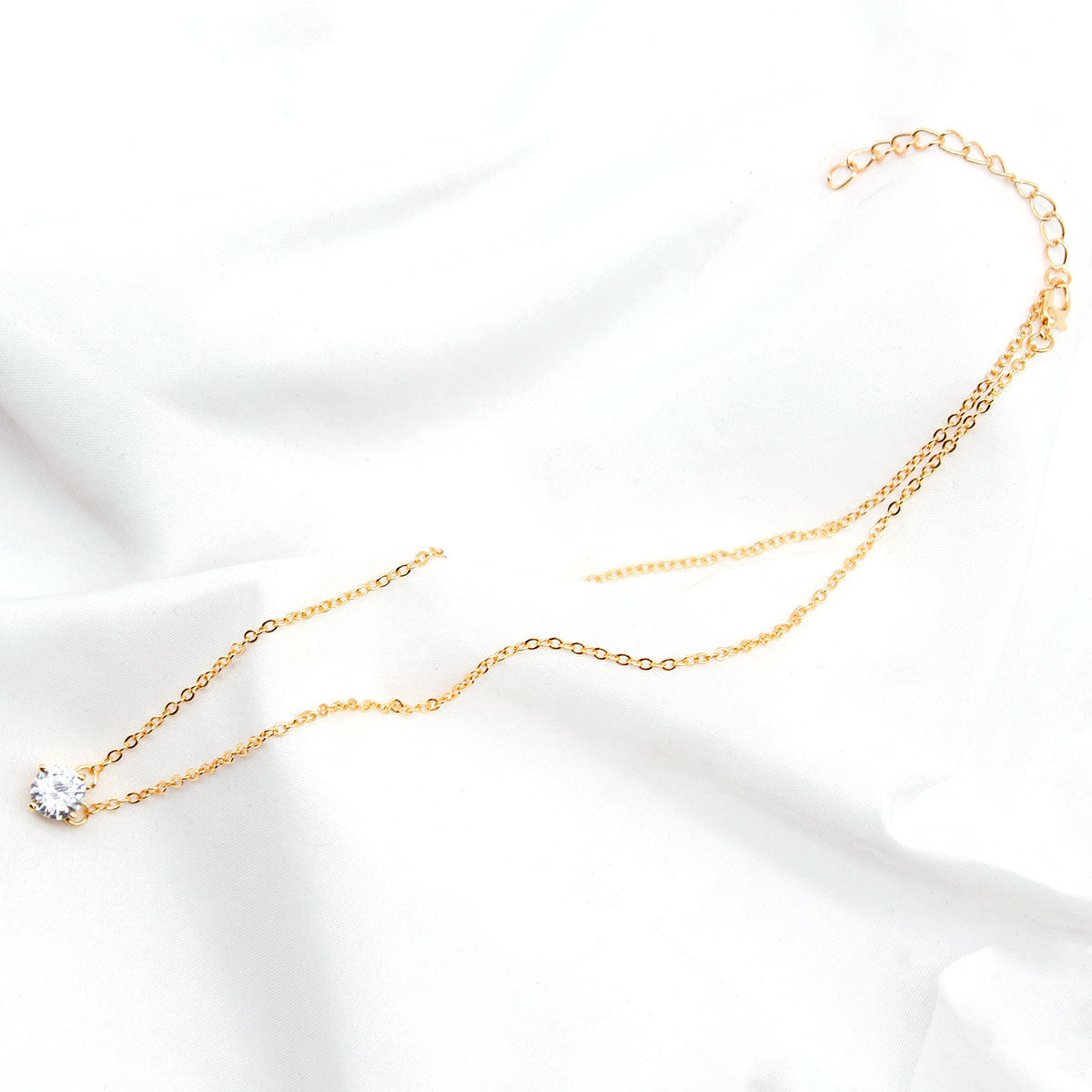 Minimalist Teardrop Zircon Pendant Necklace for Women Cross Chain Alloy Fashion Clavicle Jewelry