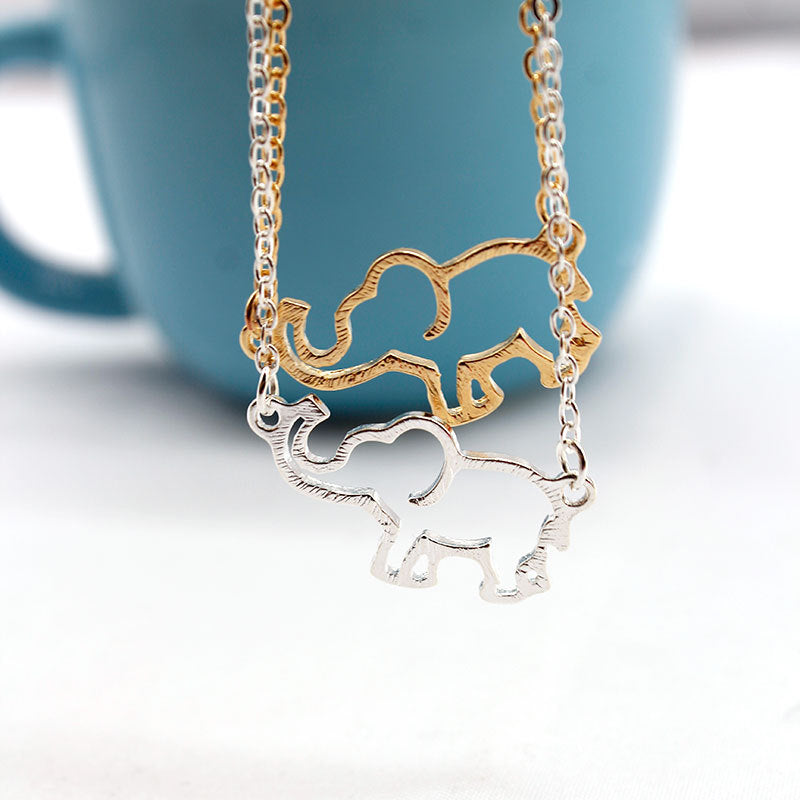 Long-Nose Elephant Necklace Alloy Cross Chain Women's Pendant Jewelry