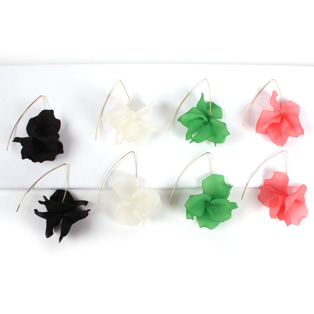 Pendientes colgantes de aleación con resina floral, dulces y atrevidos