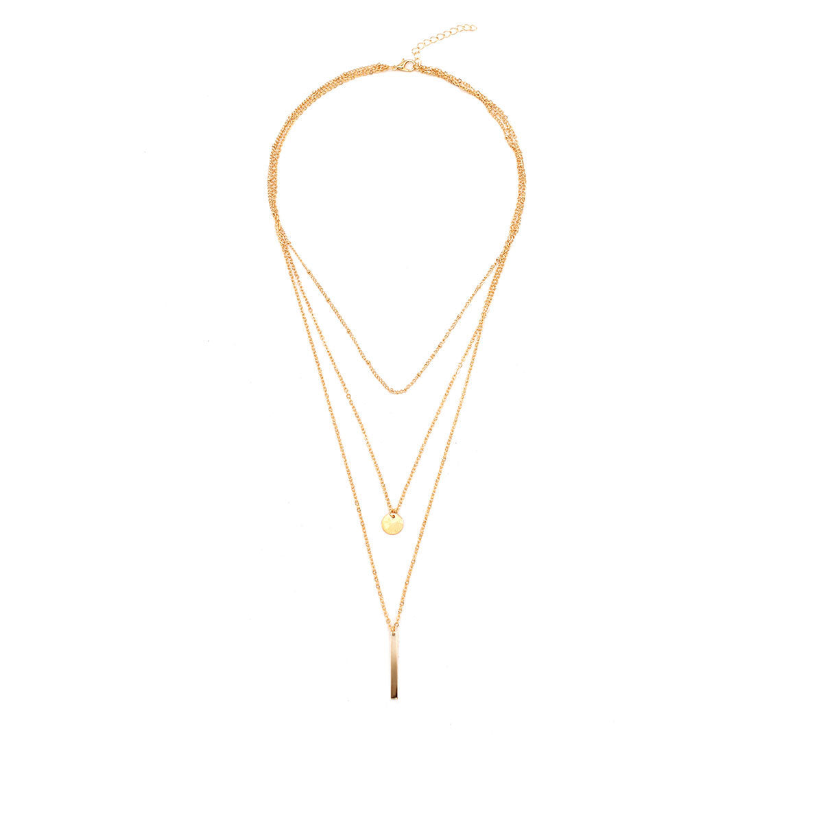 Layered Short Teardrop Necklace with Sequins Beaded Alloy Chain Electroplated Women's Fashion Jewelry