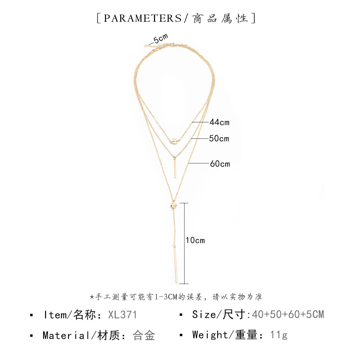 Polka Dot Teardrop Pendant Necklace for Women with Snake Bone Chain Multi-Layer Short Necklace Fashion Jewelry