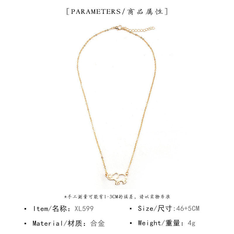 Long-Nose Elephant Necklace Alloy Cross Chain Women's Pendant Jewelry