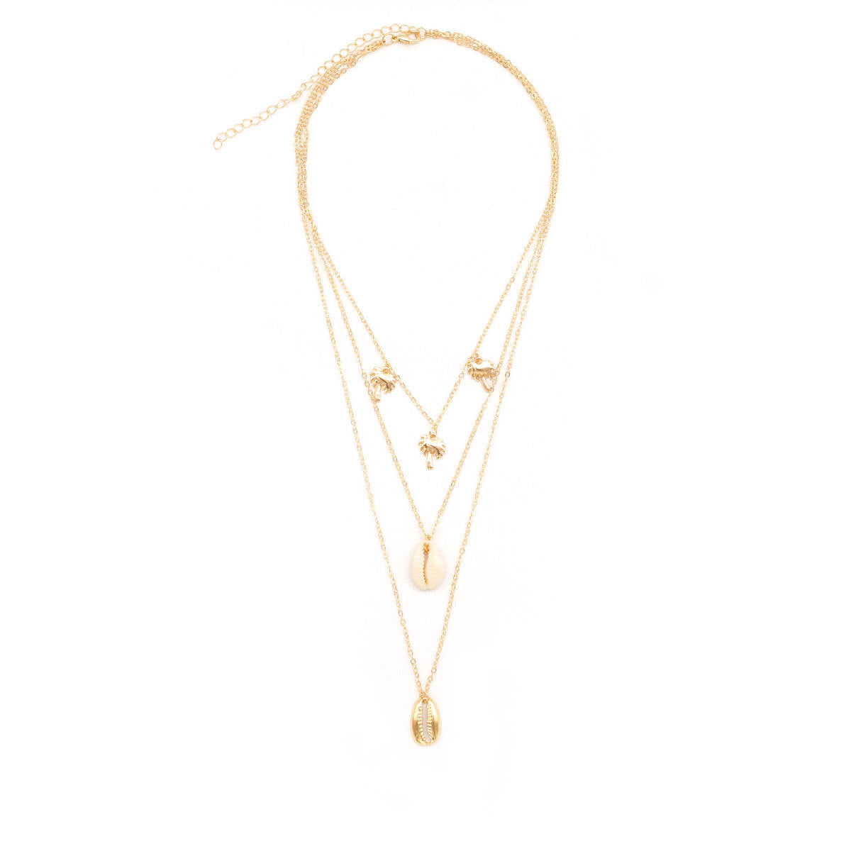 Minimalist Alloy Cross Chain Choker Necklace for Women with Coconut Tree and Shell Motifs