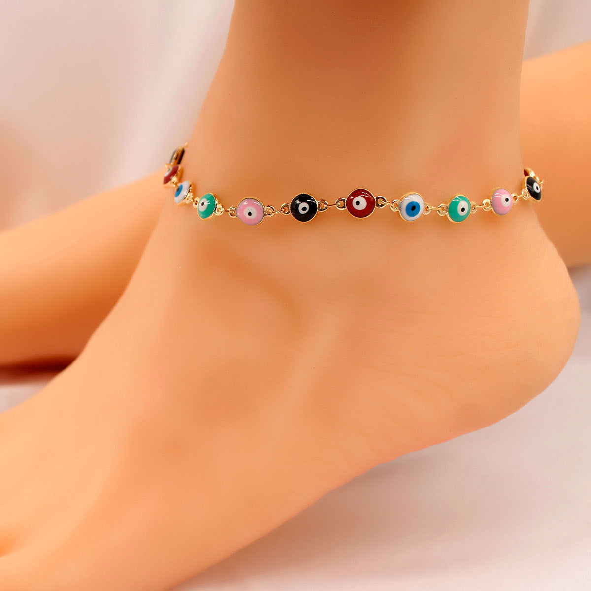 Summer Fashion Beach Anklet with Metal Eye and Teardrop Dangle for Women