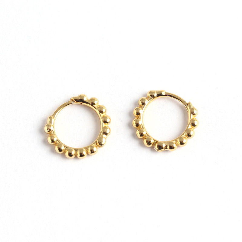 Minimalist 925 Sterling Silver Round Polka Dot Geometric Ear Cuff