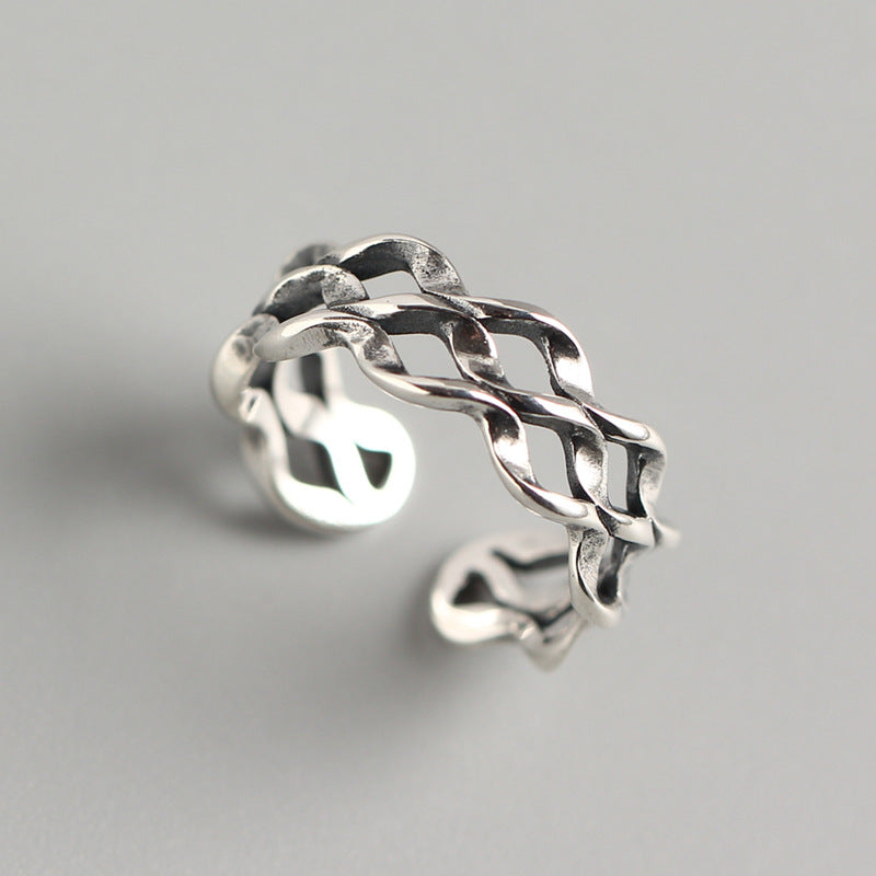 Vintage Streetwear 925 Sterling Silver Geometric Wave Mobius Twist Ring