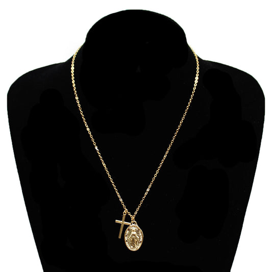 Women's Alloy Plated Cross Necklace Pendant Clavicle Chain