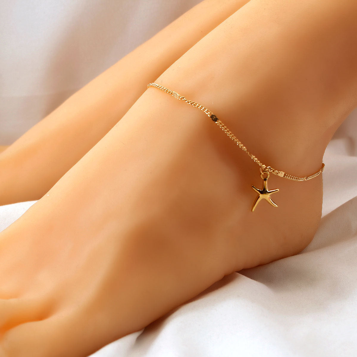 Women's Alloy Star-Shaped Anklet Minimalist Geometric Foot Jewelry Fashion Accessory