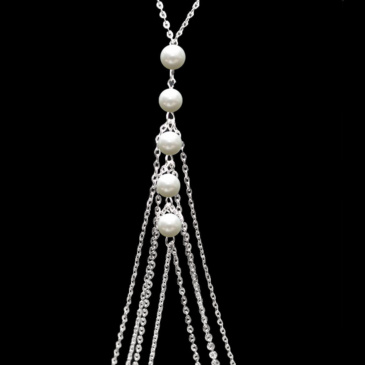 Oversized Multi-Layer Tassel Pearl Body Chain for Women Alloy Geometric Style