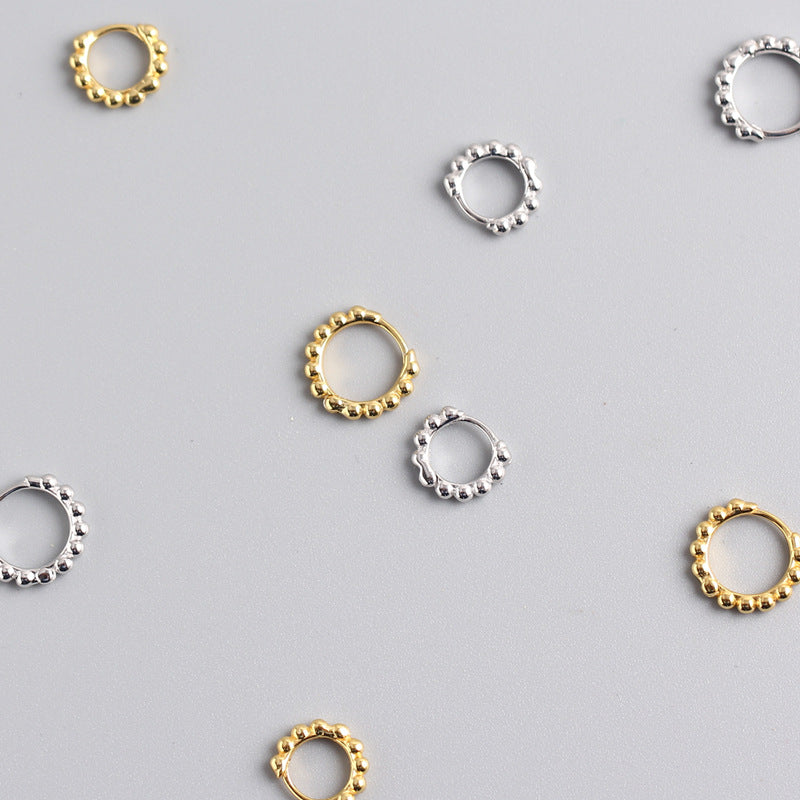 Minimalist 925 Sterling Silver Round Polka Dot Geometric Ear Cuff