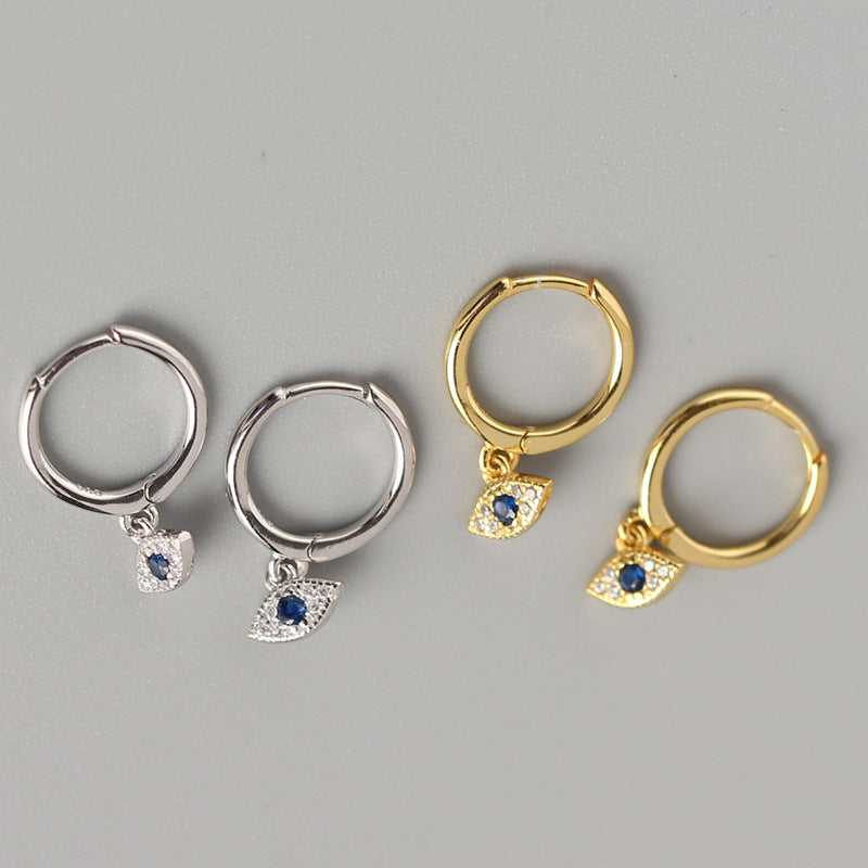 Orecchini Unici da Donna con Occhio e Strass in Argento Sterling 925