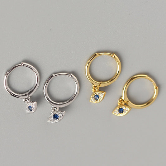 Orecchini Unici da Donna con Occhio e Strass in Argento Sterling 925
