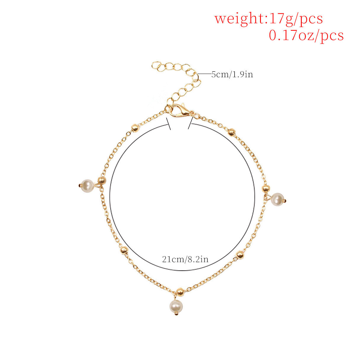 Women's Western Style Pearl Anklet with Letter and Number Charm Handmade Multi-Layer Beach Anklet