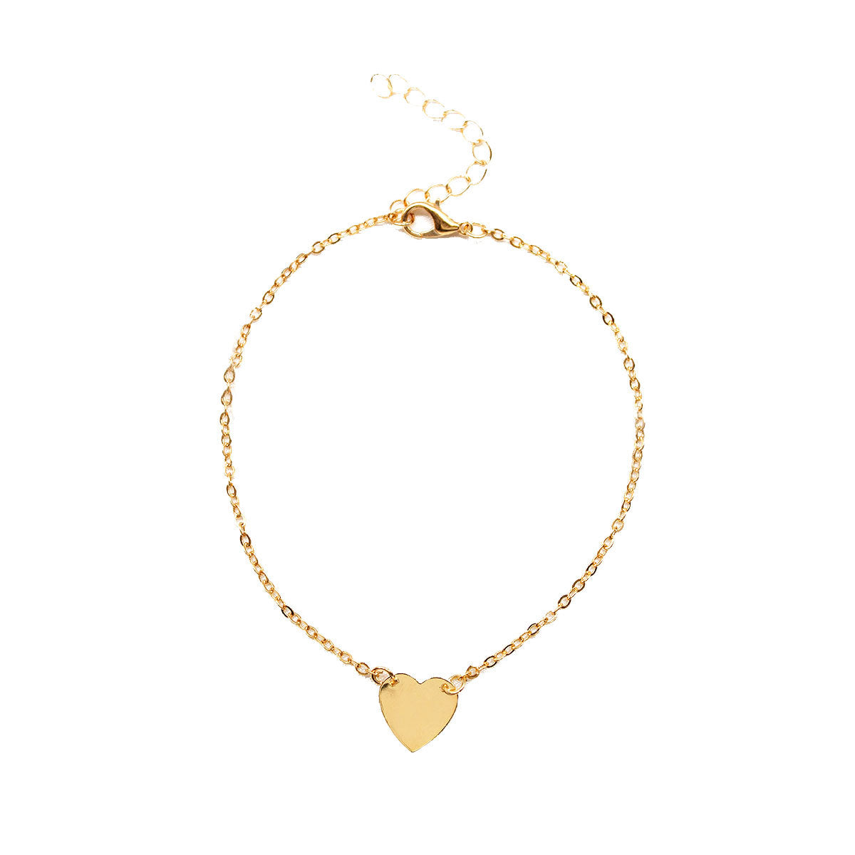 Women's Heart-Shaped Anklet Alloy Foot Chain with Synthetic Gemstone Inlay for Wedding Travel Gift