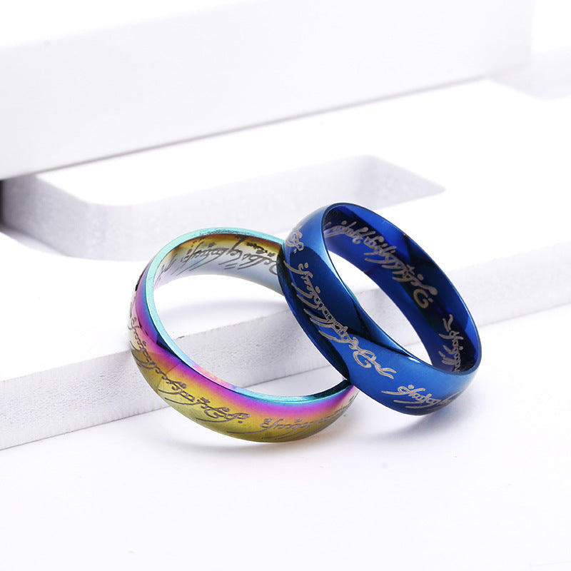 Vintage Stainless Steel Plated Letter Number Ring Unisex
