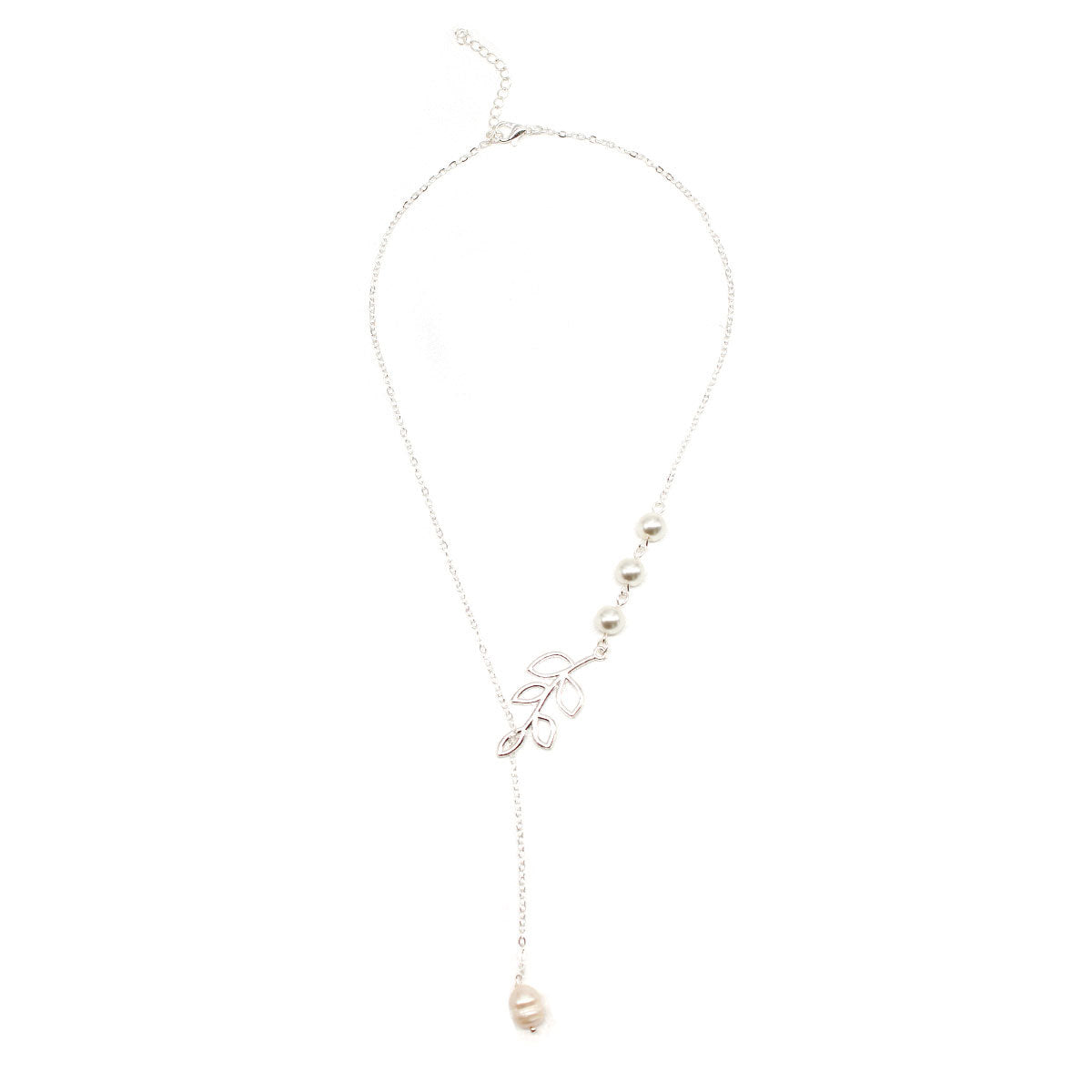 Minimalist Geometric Leaf Necklace for Women Alloy Plated Mother of Pearl Pendant Clavicle Chain