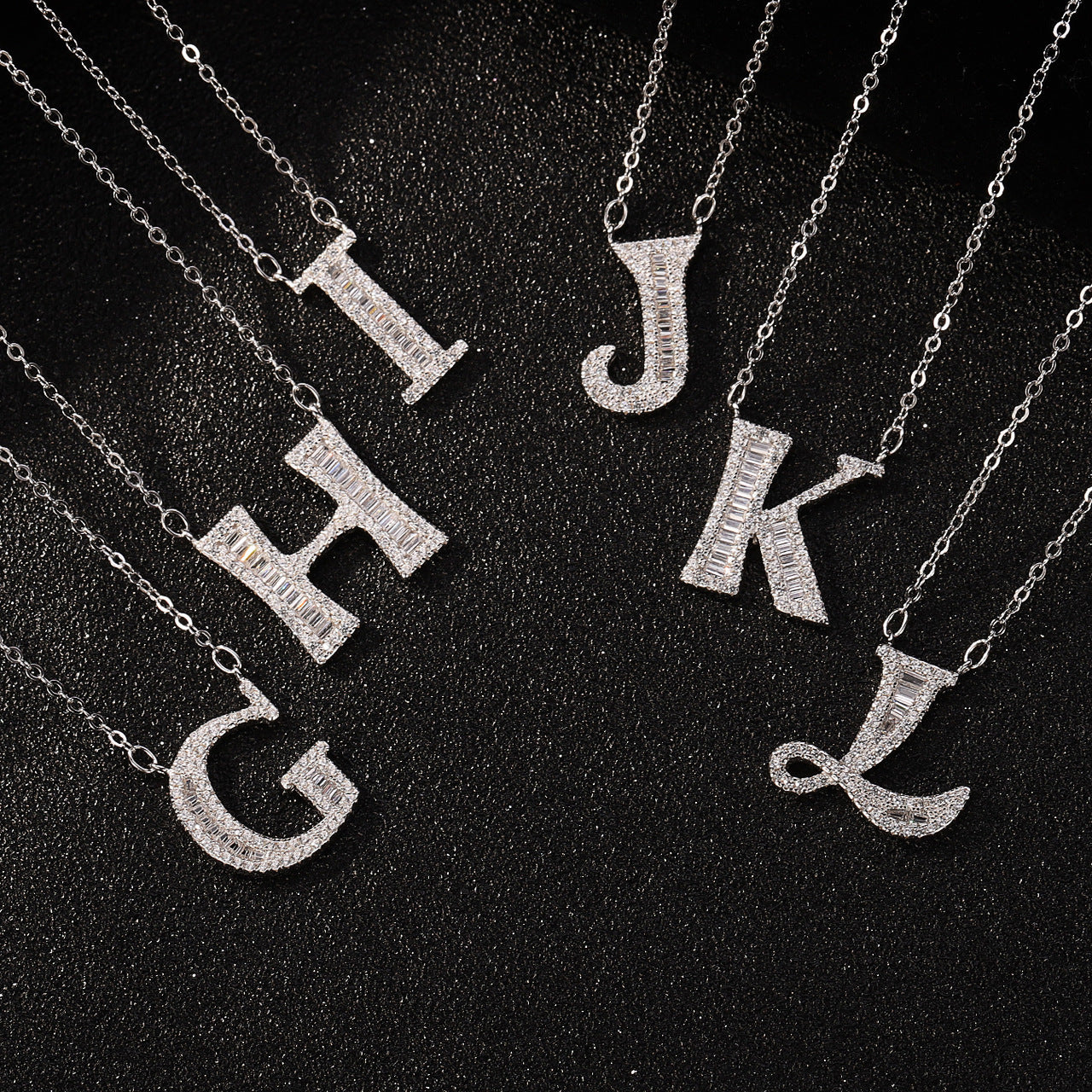 Minimalist Sweet S925 Sterling Silver Square Letter Pendant Necklace with Cubic Zirconia Plated Curb Chain for Women