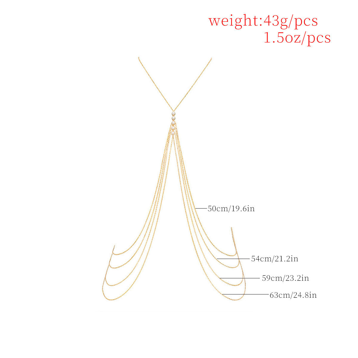 Oversized Multi-Layer Tassel Pearl Body Chain for Women Alloy Geometric Style