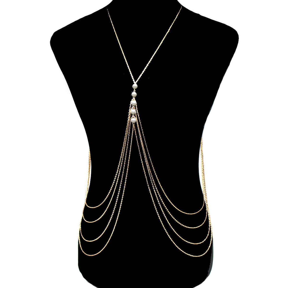 Oversized Multi-Layer Tassel Pearl Body Chain for Women Alloy Geometric Style