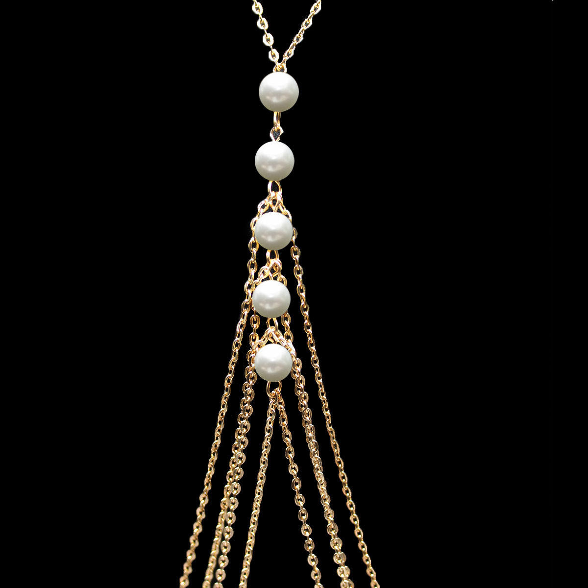 Oversized Multi-Layer Tassel Pearl Body Chain for Women Alloy Geometric Style