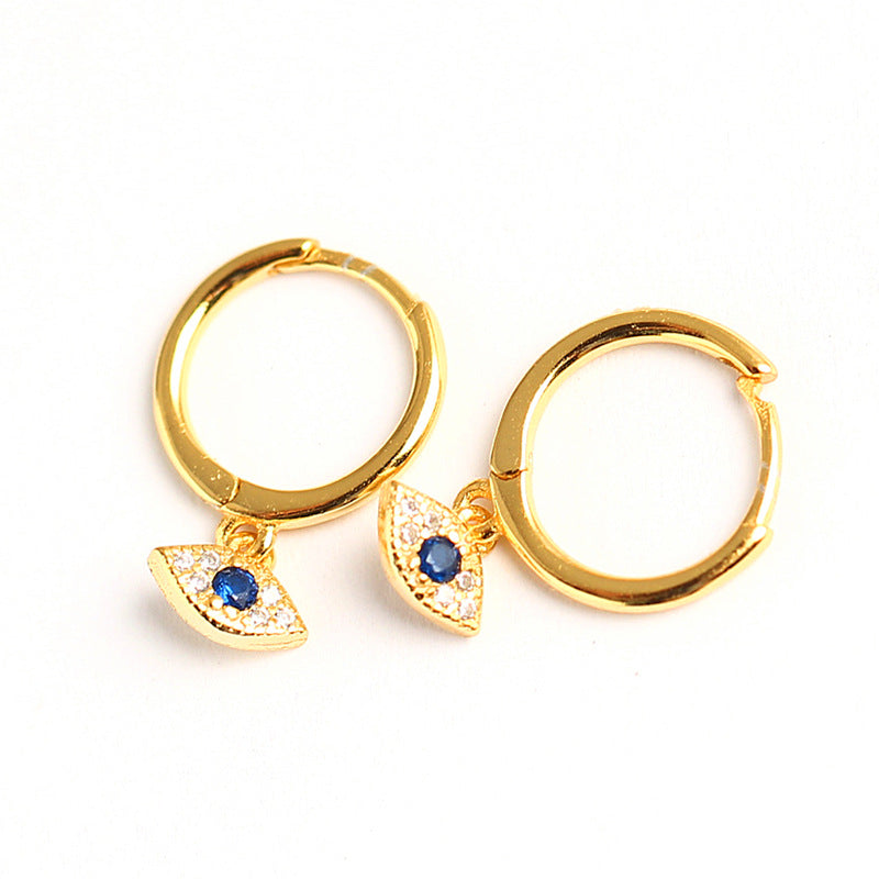 Orecchini Unici da Donna con Occhio e Strass in Argento Sterling 925