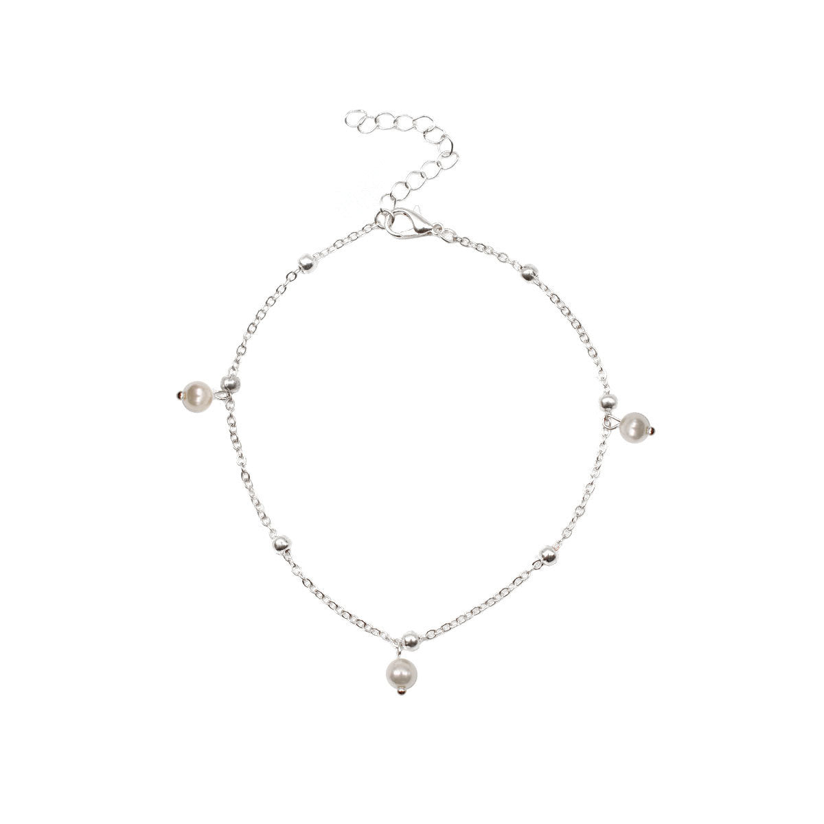Women's Western Style Pearl Anklet with Letter and Number Charm Handmade Multi-Layer Beach Anklet