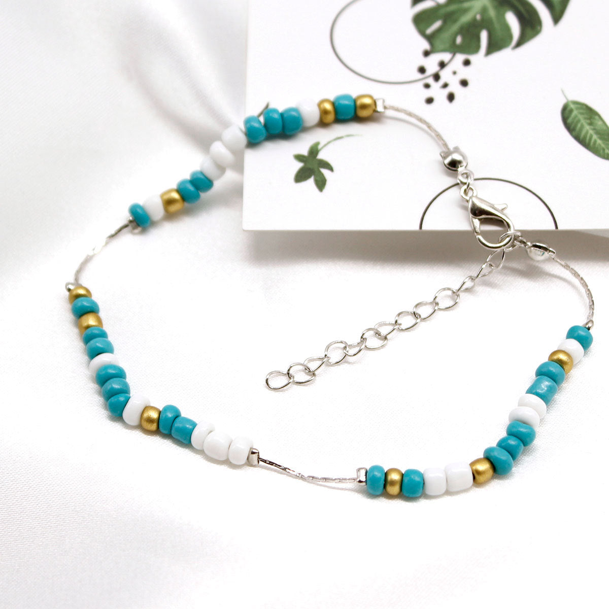 Minimalist Women's Seed Beads Anklet Hand-strung Beach Accessory
